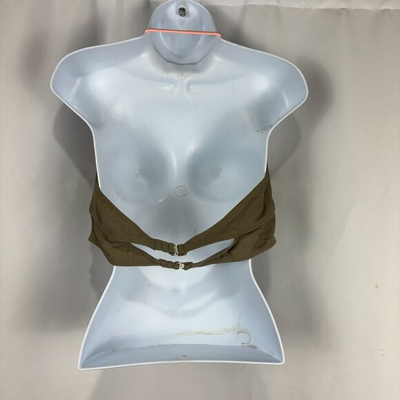 Candies Swim XL Olive Bikini Top With Peach Embroidery & Halter Straps - Picture 4 of 7